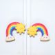 Handcrafted Acacia Wood Rainbow Sun Handle Pair